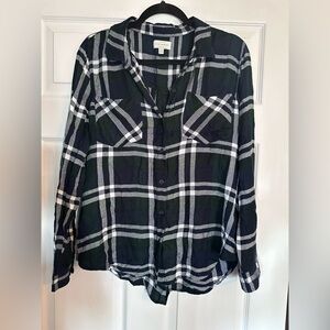 Womens Lucky Brand Plaid Button-Front Shirt Sz Large